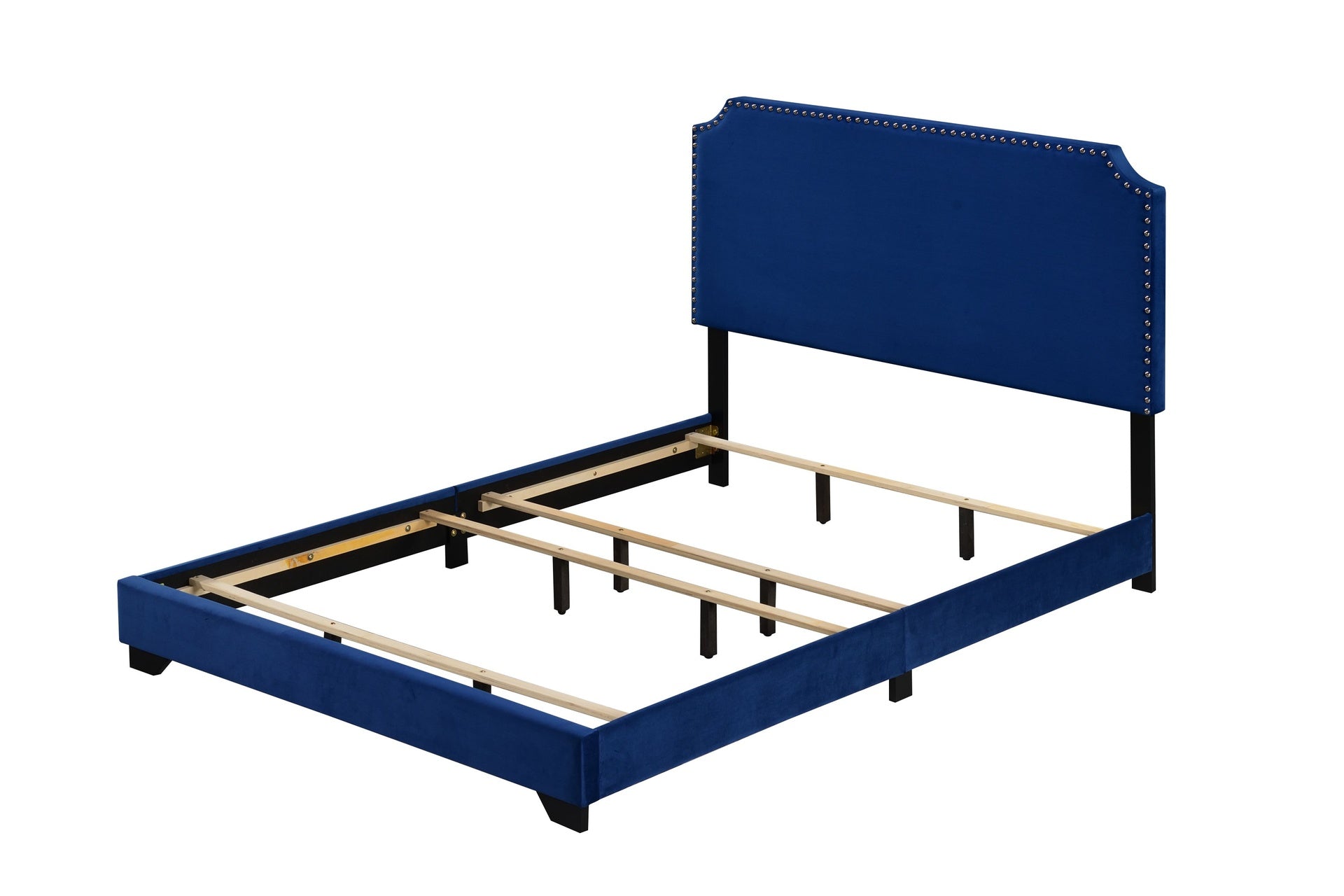 Haemon Blue Velvet Queen Bed