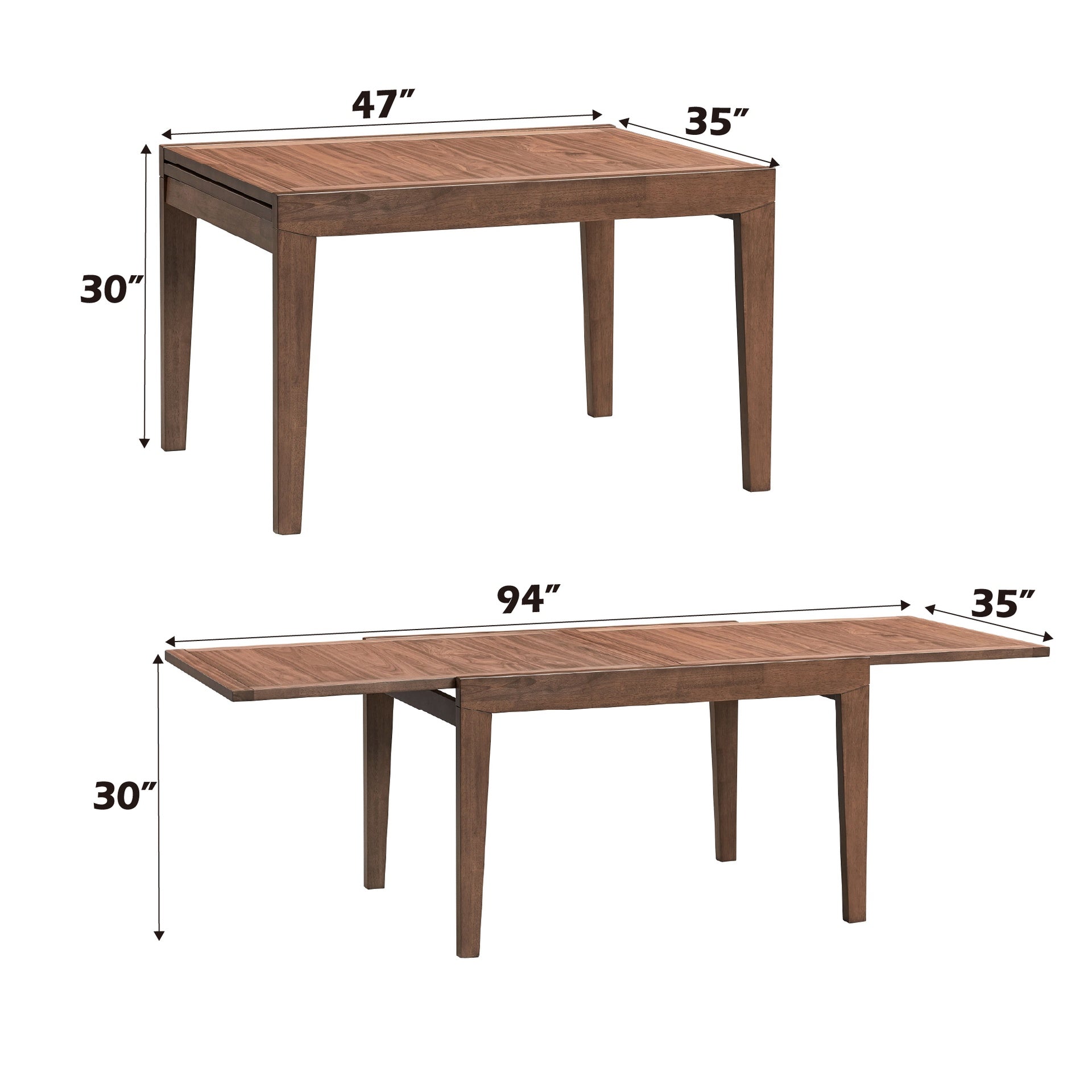 Mayah Walnut Finish Dining Table w/ Extension Leaf