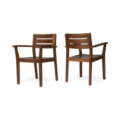 STAMFORD Dining Chairs Set of 2,Acacia Wood Patio Armchair,for Backyard, Poolside, Garden,Dark Brown
