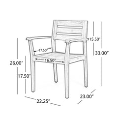 STAMFORD Dining Chairs Set of 2,Acacia Wood Patio Armchair,for Backyard, Poolside, Garden,Dark Brown