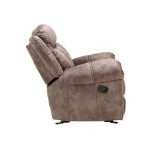 Zubaida Two Tone Chocolate Velvet Recliner Sofa w/USB Port & Drop Down Table