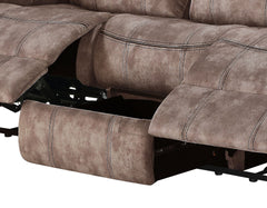 Zubaida Two Tone Chocolate Velvet Recliner Sofa w/USB Port & Drop Down Table