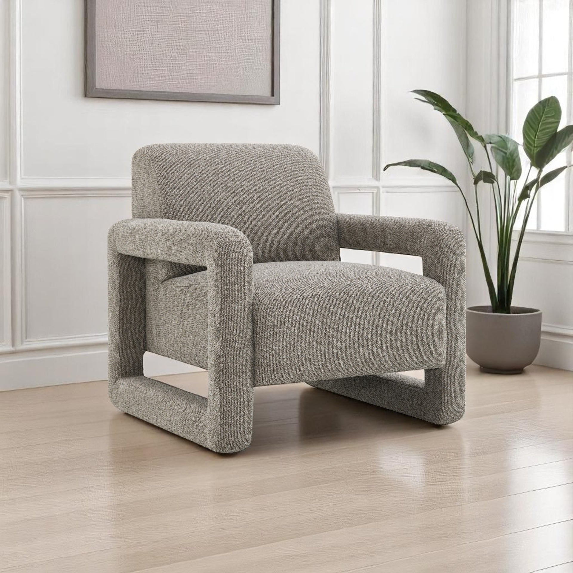 Glenda Gray Chenille Accent Chair