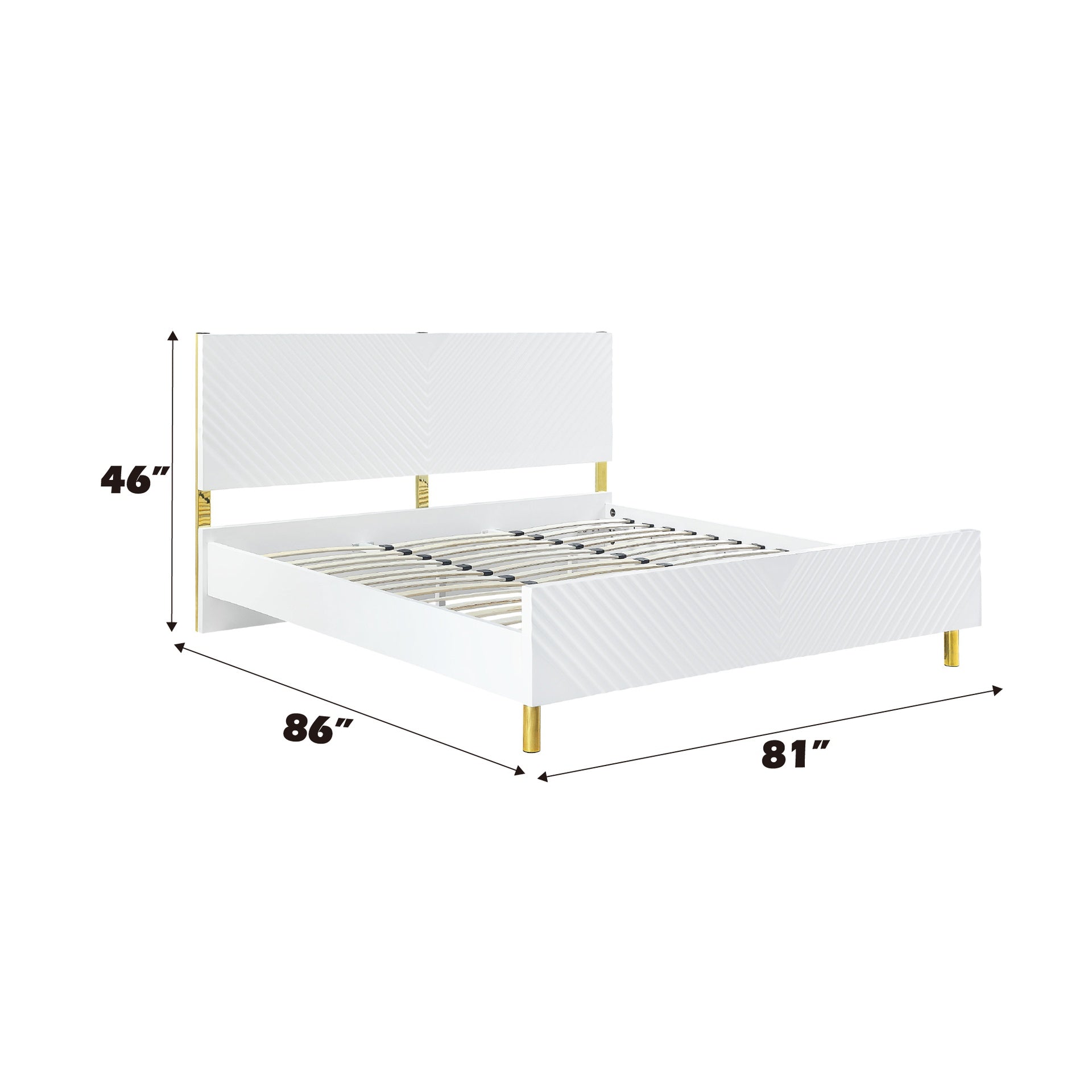 Gaines White High Gloss Finish EK Bed