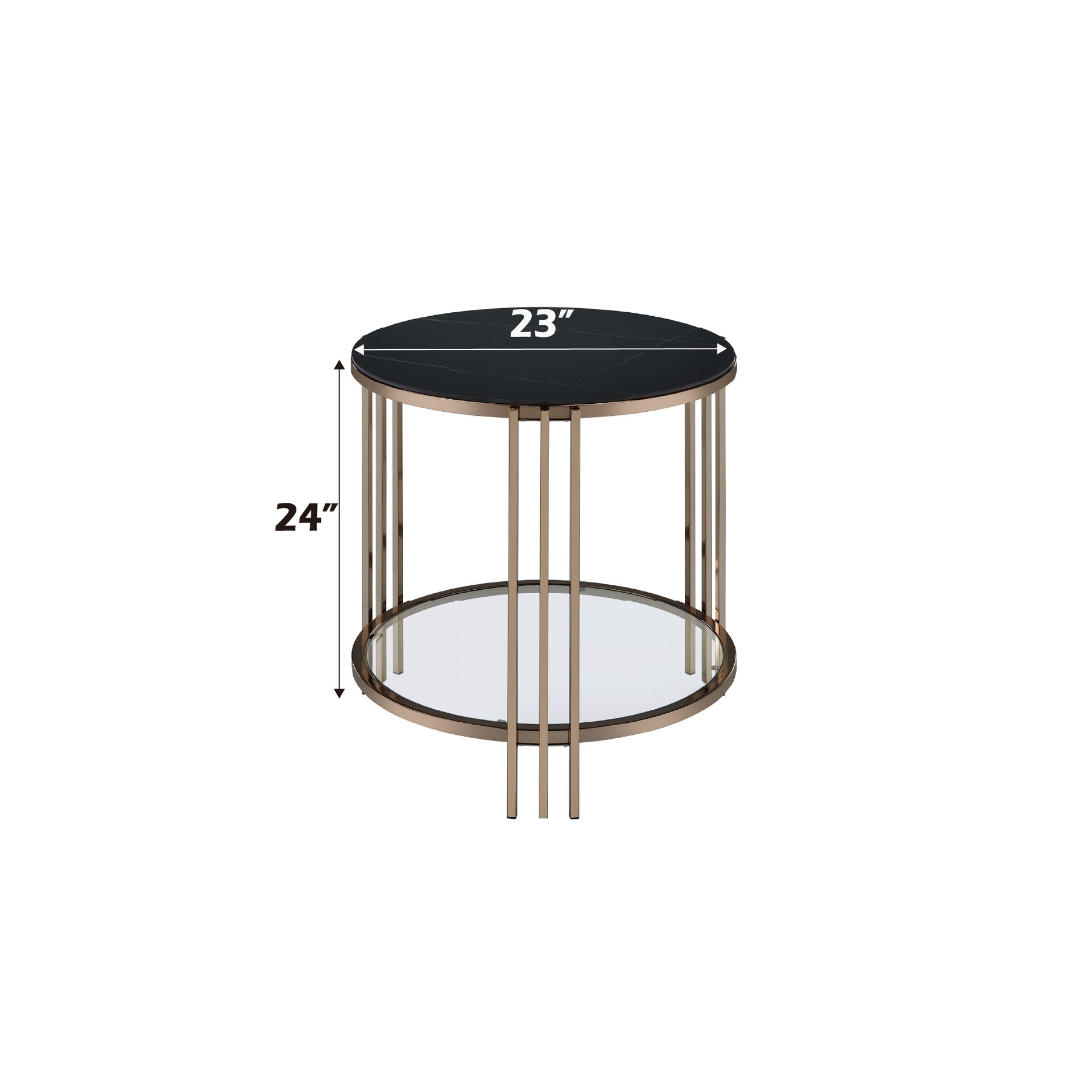 Abisha Sintered Stone Top & Champagne Finish End Table