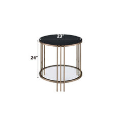Abisha Sintered Stone Top & Champagne Finish End Table
