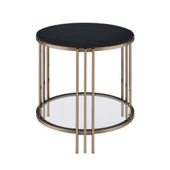 Abisha Sintered Stone Top & Champagne Finish End Table