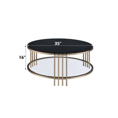 Abisha Sintered Stone Top & Champagne Finish Round Coffee Table