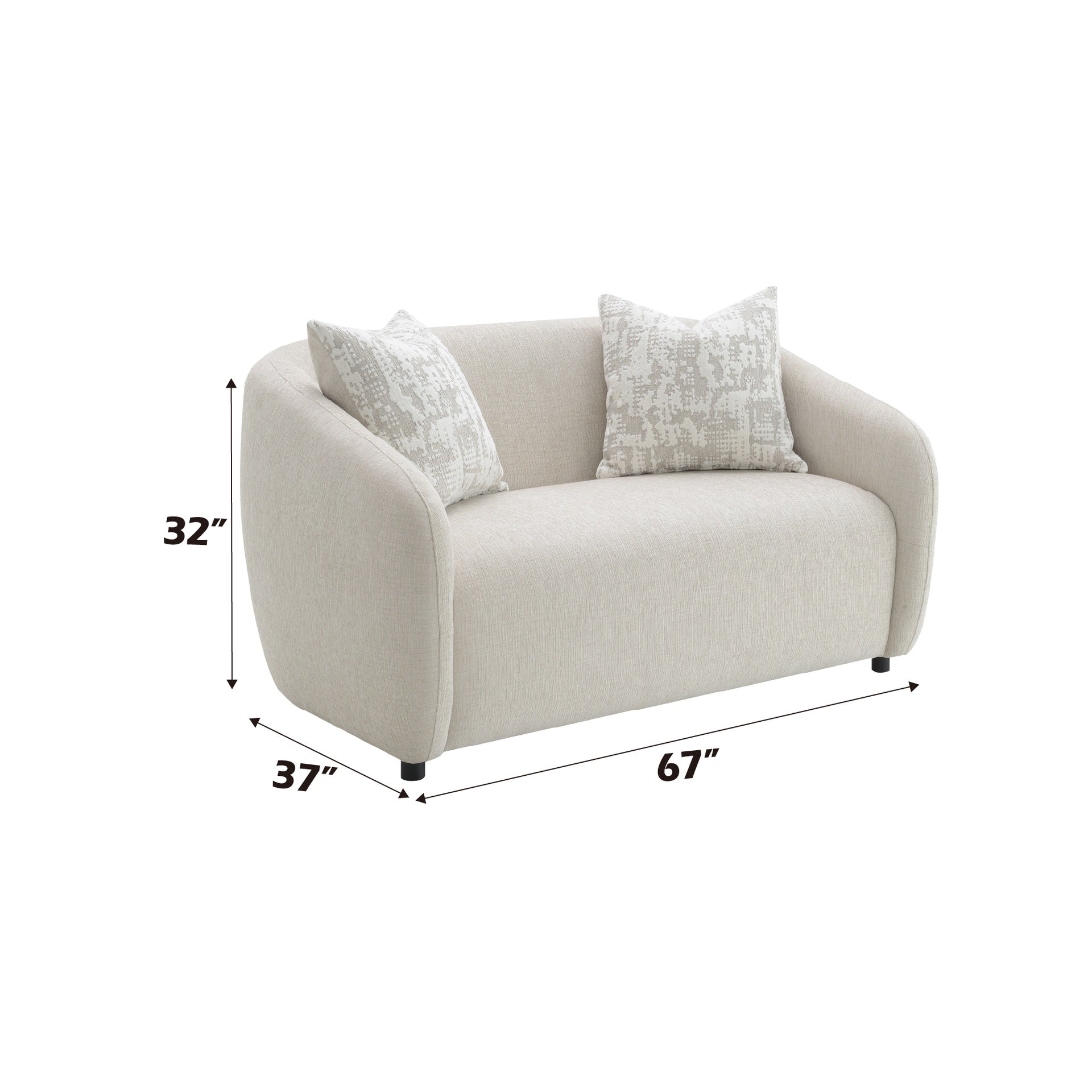 Etienne Beige Linen Loveseat w/3 Pillows