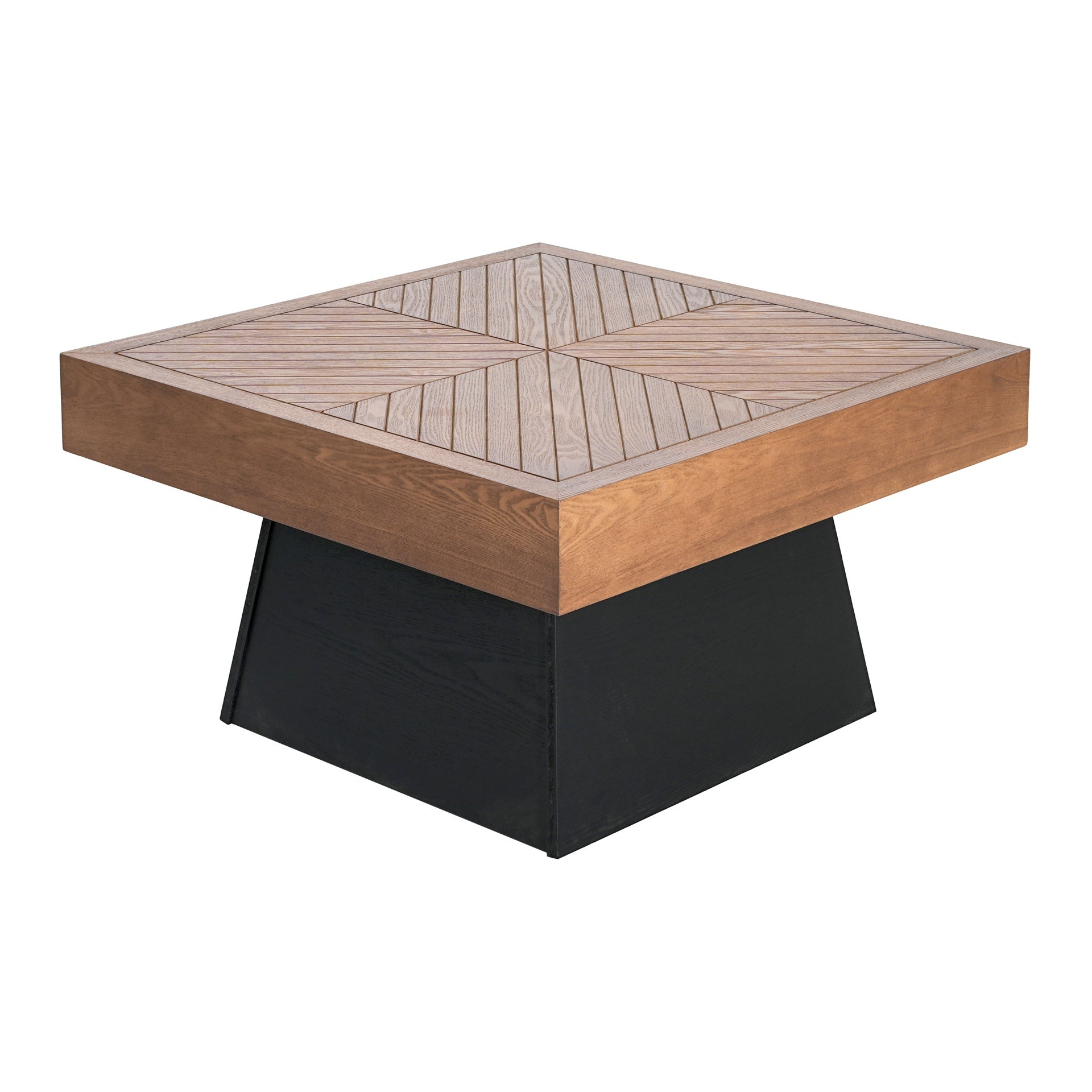 Modern Square Coffee Table for Living Room 31.5 Inch, Brown Wood Grain Top & Black Base, Mid-Century Farmhouse Style Center Accent Table