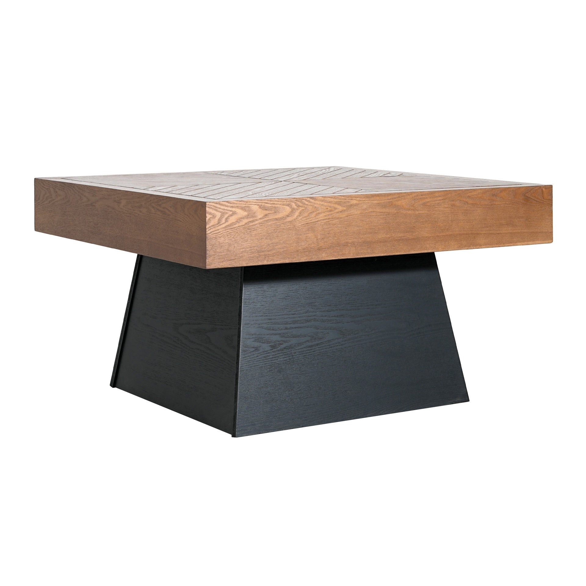 Modern Square Coffee Table for Living Room 31.5 Inch, Brown Wood Grain Top & Black Base, Mid-Century Farmhouse Style Center Accent Table