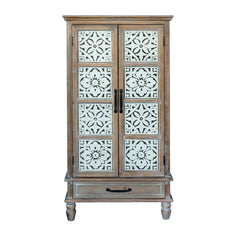 55.12'' Tall Tower Storage Cabinet - Rustic Wood Sideboard Pantry Cabinet - Versatile Buffet Cabinet with Storage for Home Decor and Organization chic cabinet with two doors and a drawer