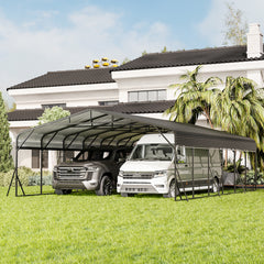 Carport Canopy 20'X30' Heavy Duty Car Port Galvanized Steel Roof, Reinforced Stable Triangle Frame for Snowy Windy Metal Carports Enhanced Base Car Tent for Car,RV,Pickup,Boat,Truck,Tractor