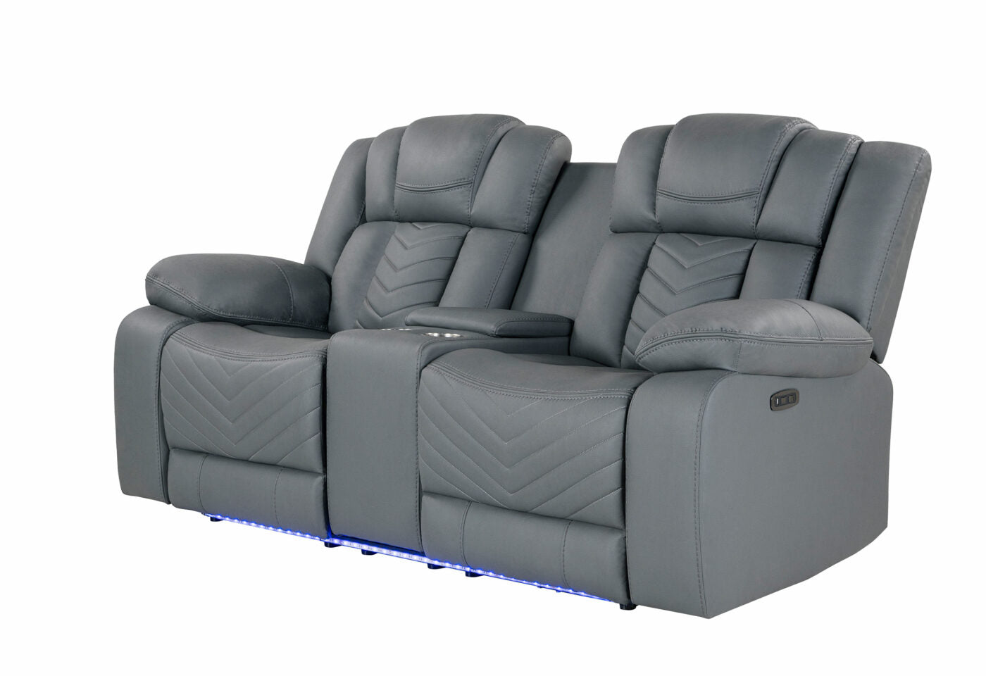 RAIZE GREY 10 POWER CONSOLE RECLINING LOVESEAT WITH LED
