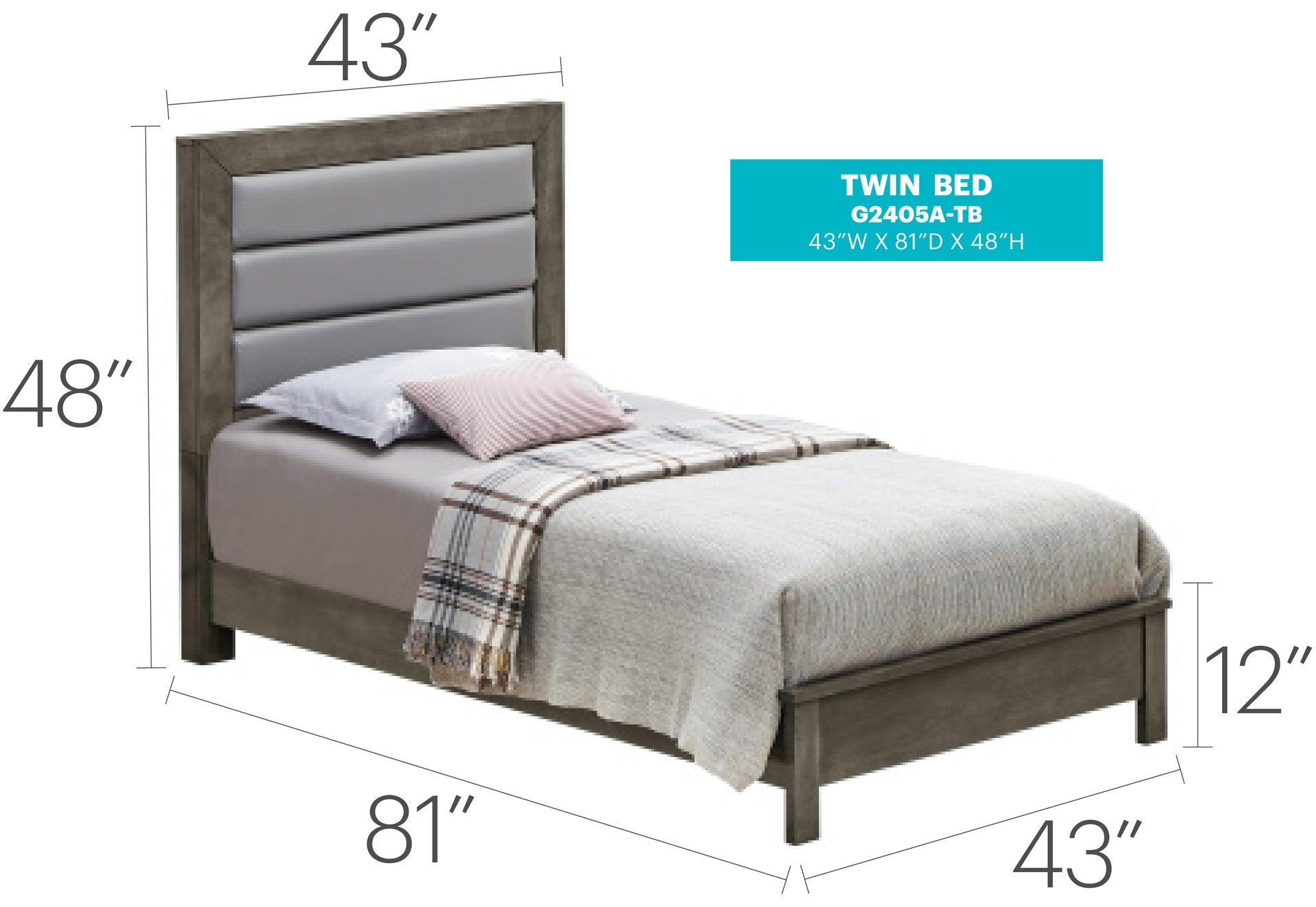 Stylish Gray Twin Bed With Versatile Design