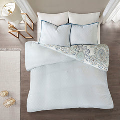 Full/Queen 3 Piece Cotton Floral Printed Reversible Duvet Cover Set
