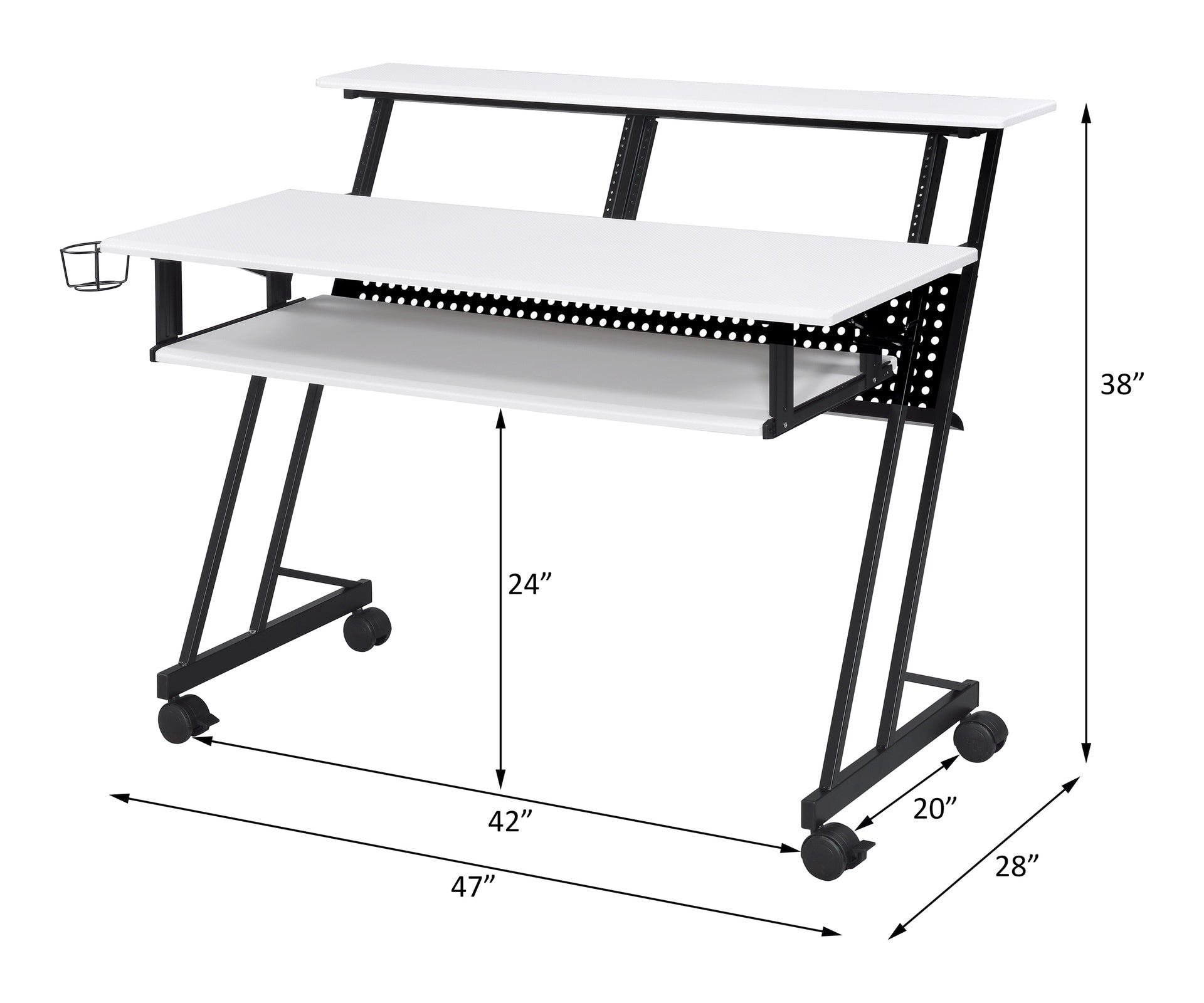 Suitor White & Black Finish Music Recording Studio Desk