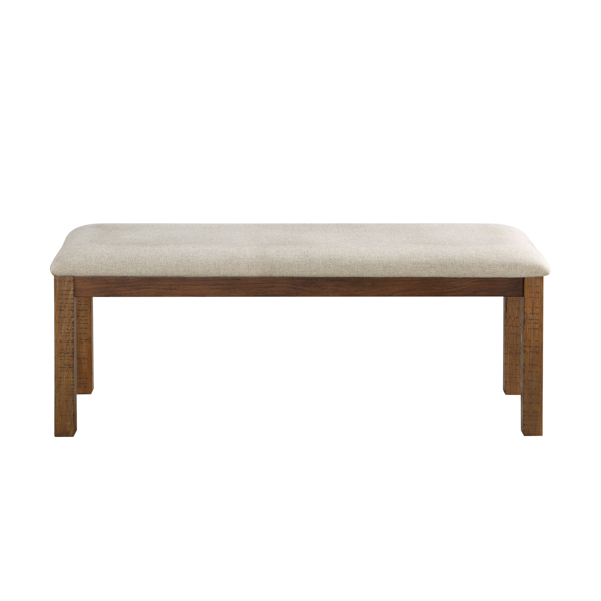 Brown Finish Dining Bench 1pc Beige Upholstered Seat Transitional Kitchen Dining Room Furniture
