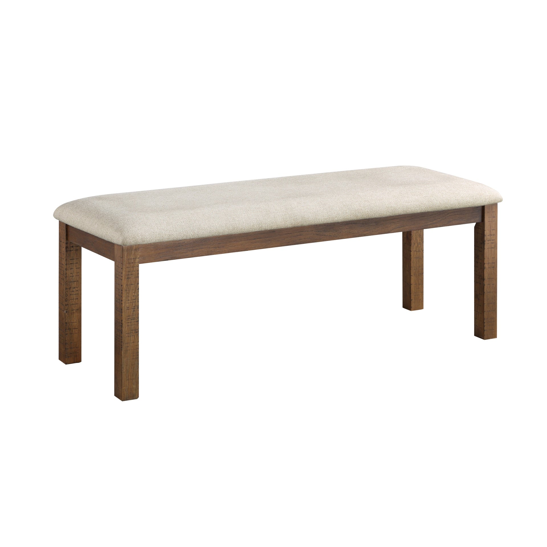 Brown Finish Dining Bench 1pc Beige Upholstered Seat Transitional Kitchen Dining Room Furniture