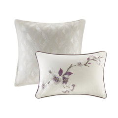 8 Piece Cotton Comforter Set Purple/Taupe Cal King