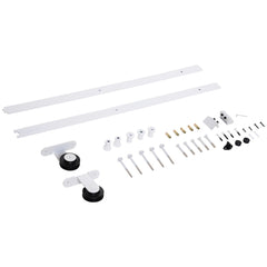 HOMCOM 6' Rustic Interior Sliding Barn Door Mounting Hardware Kit, White
