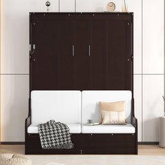 Queen Size Murphy Bed Wall Bed with Cushion,Espresso(old sku:LP000791AAP-2)