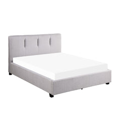 Modern Queen Platform Bed Gray Upholstered 1pc Solid Wood and Plywood Frame Bedroom Furniture