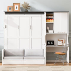 Multi-Functional Murphy Bed with Sofa, Desk, and Storage Cabinet – Space-Saving Foldable Design, Full size