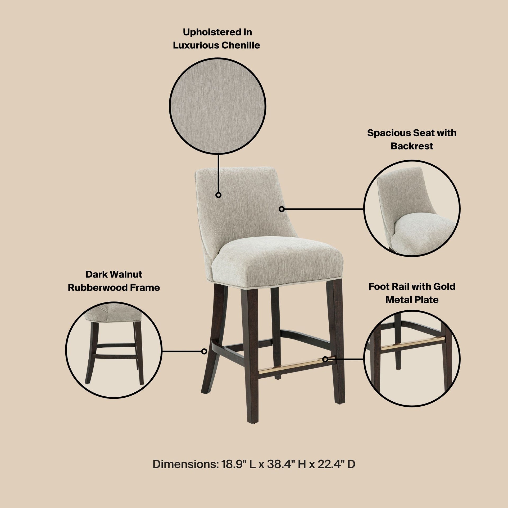 Counter Stool in Taupe