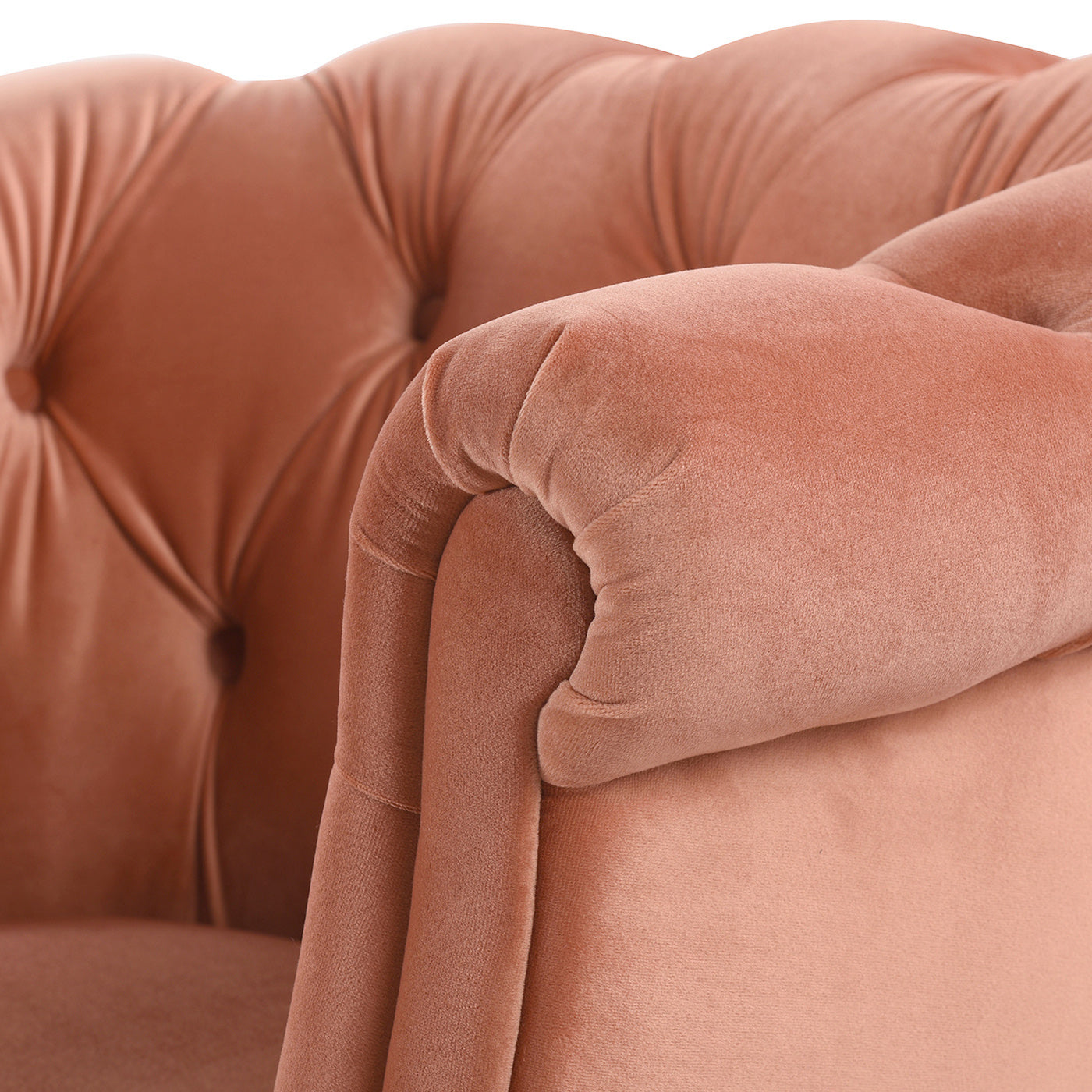 Katherine Tufted Accent Chair, Peach Orange Velvet