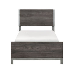 Modern Sleek Design Bedroom Furniture 1pc Beautiful Twin Size Bed Brownish Gray and Antique Silver Finish
