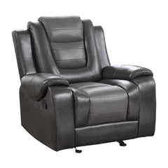 Modern Luxury Chair Glider Reclining 1pc Formal Living Room Furniture Premium Faux Leather Upholstery Comfortable Two-Tone Gray Finish