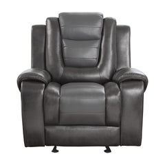Modern Luxury Chair Glider Reclining 1pc Formal Living Room Furniture Premium Faux Leather Upholstery Comfortable Two-Tone Gray Finish