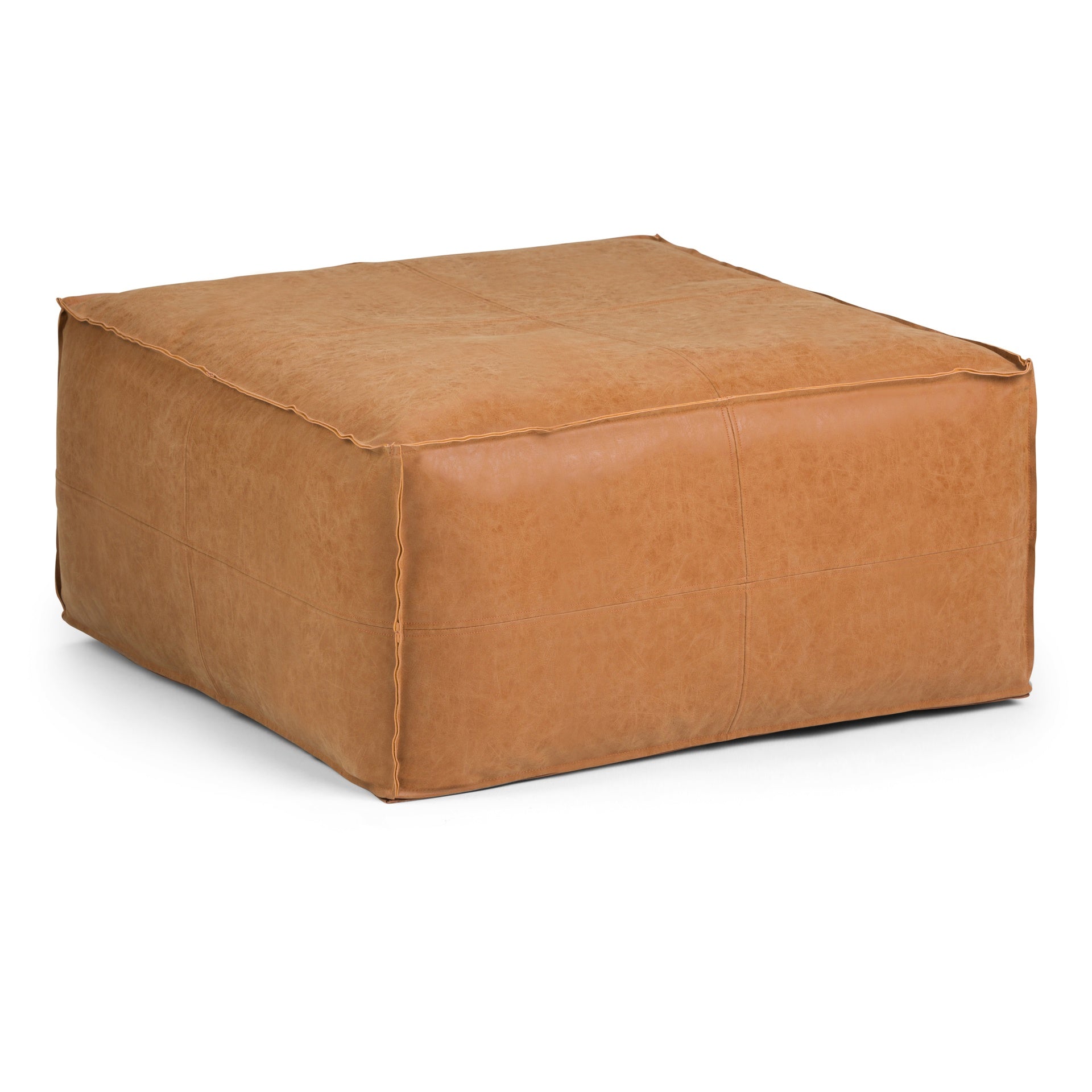 Brody - Large Square Coffee Table Pouf - Distressed Brown