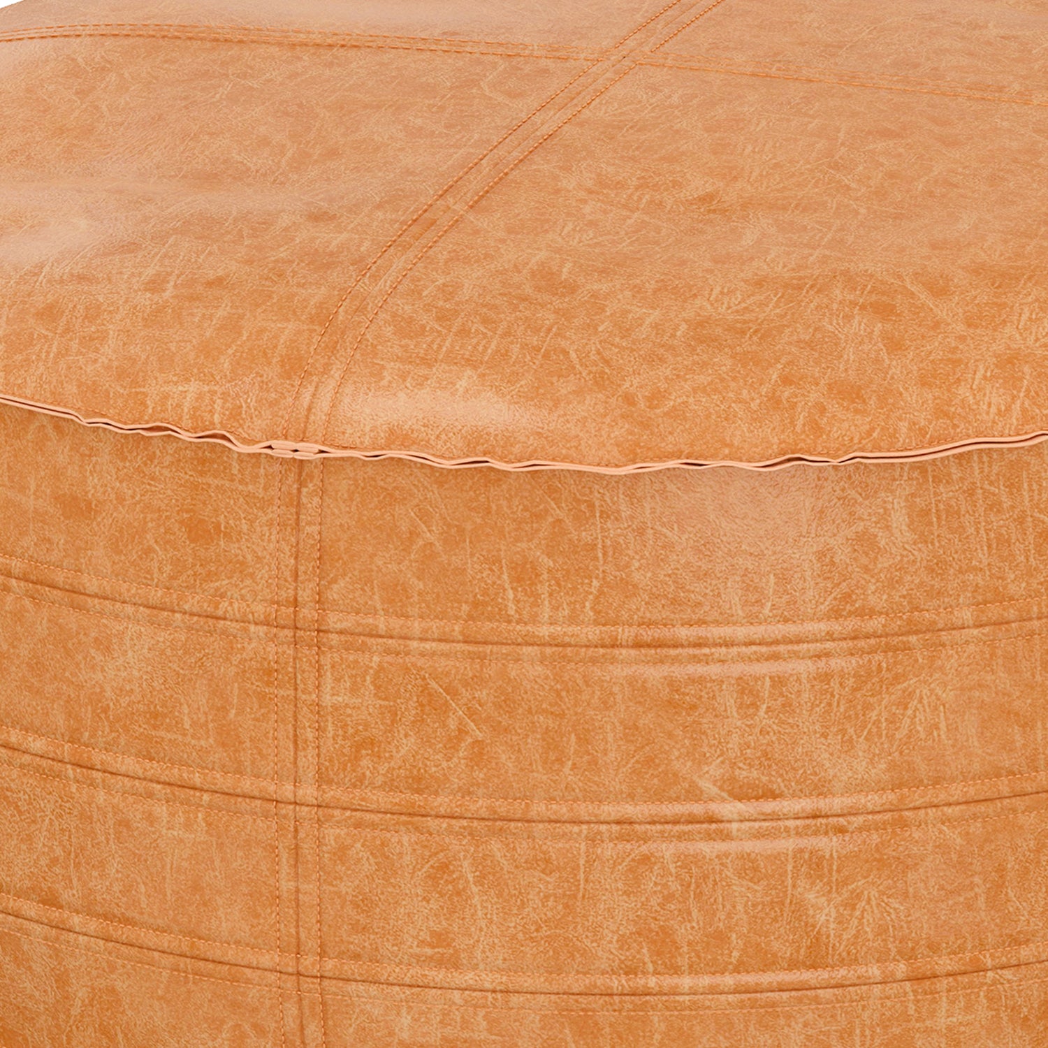 Brody - 32" Round Coffee Table Pouf - Distressed Brown