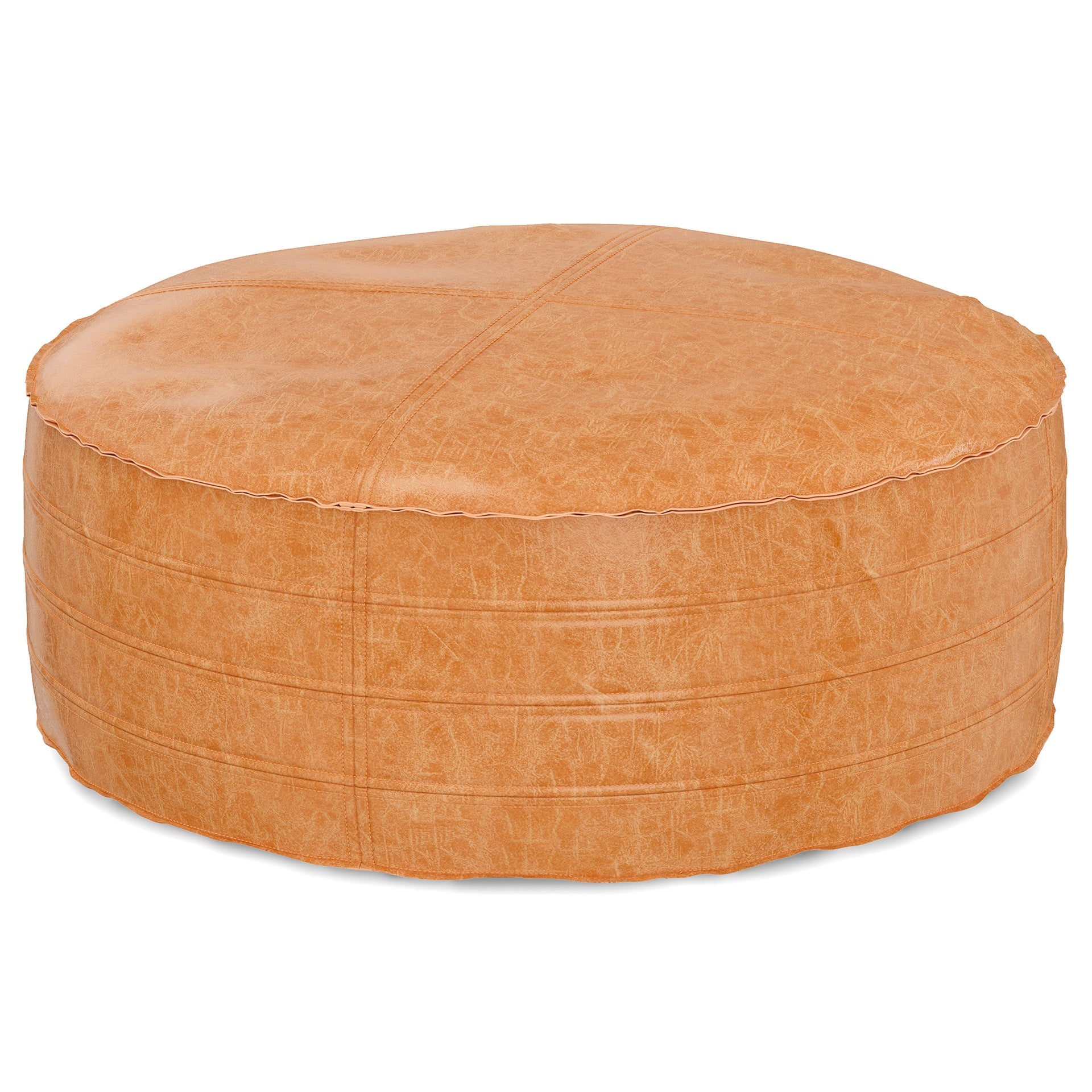 Brody - 32" Round Coffee Table Pouf - Distressed Brown