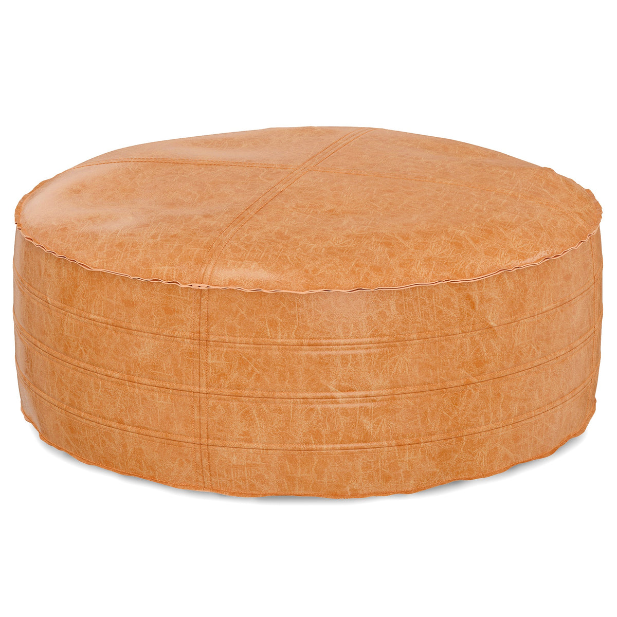 Brody - 32" Round Coffee Table Pouf - Distressed Brown