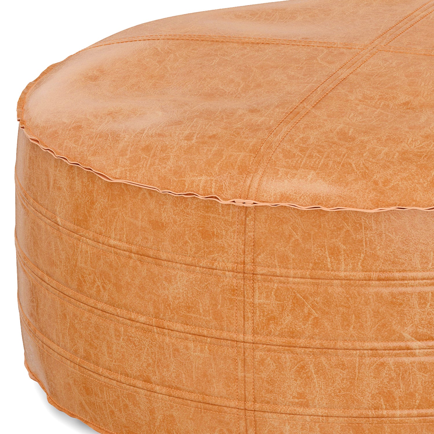 Brody - 32" Round Coffee Table Pouf - Distressed Brown