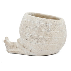 9.5x8.3x6" Decorative Sand and Cement Snail Planter with Textured Beige Finish