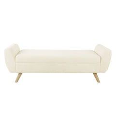 Rae Storage Bench Ottoman with Arms, Cream Sherpa, Brown, 60 Inch