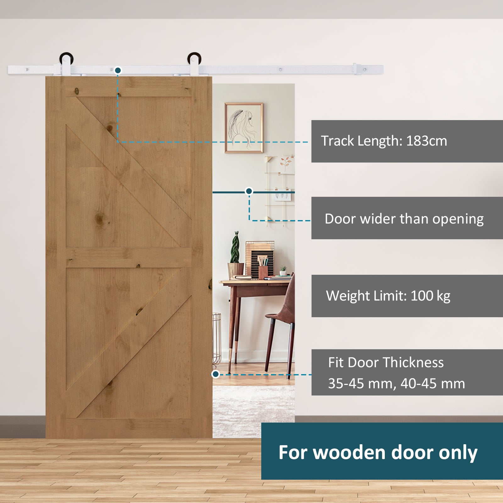 Rustic Interior Sliding Barn Door Mounting Hardware Kit