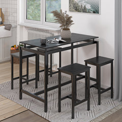 5 Pieces Dining Table Set for 4,Black Bar Table Set with 4 Bar Stools Counter Height Bar Table and Chairs Set. Pub Table Set Breakfast Table for Kitchen, Small Space