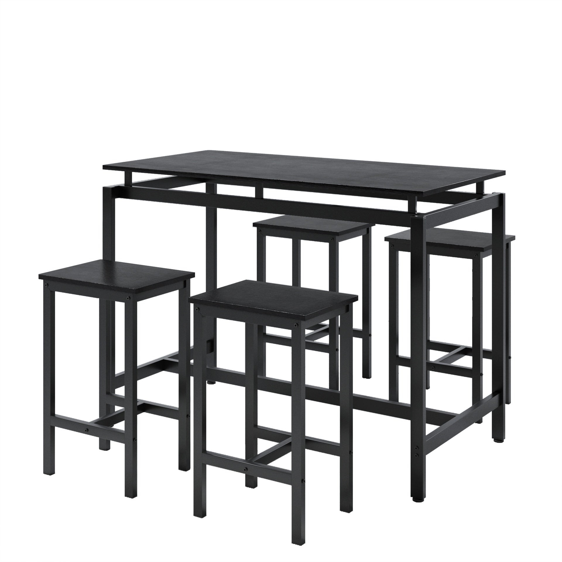 5 Pieces Dining Table Set for 4,Black Bar Table Set with 4 Bar Stools Counter Height Bar Table and Chairs Set. Pub Table Set Breakfast Table for Kitchen, Small Space