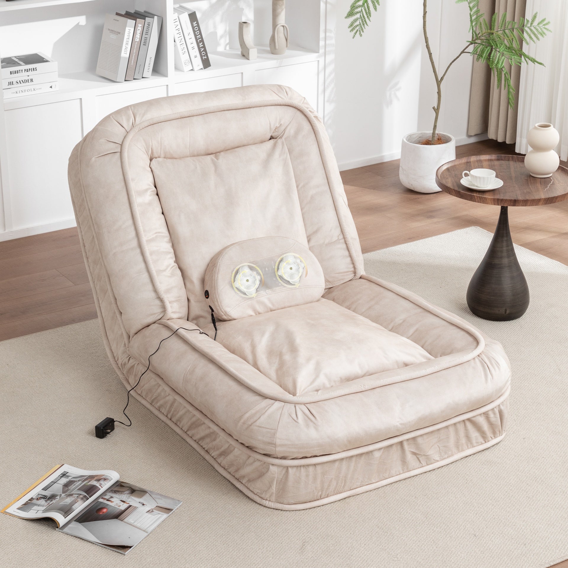 Upholstered Human Dog Bed for Adult & Pets,with 5 Adjustable Position &Massage Pillow, Bean Bag floor sofa with 2 Soft Pillows