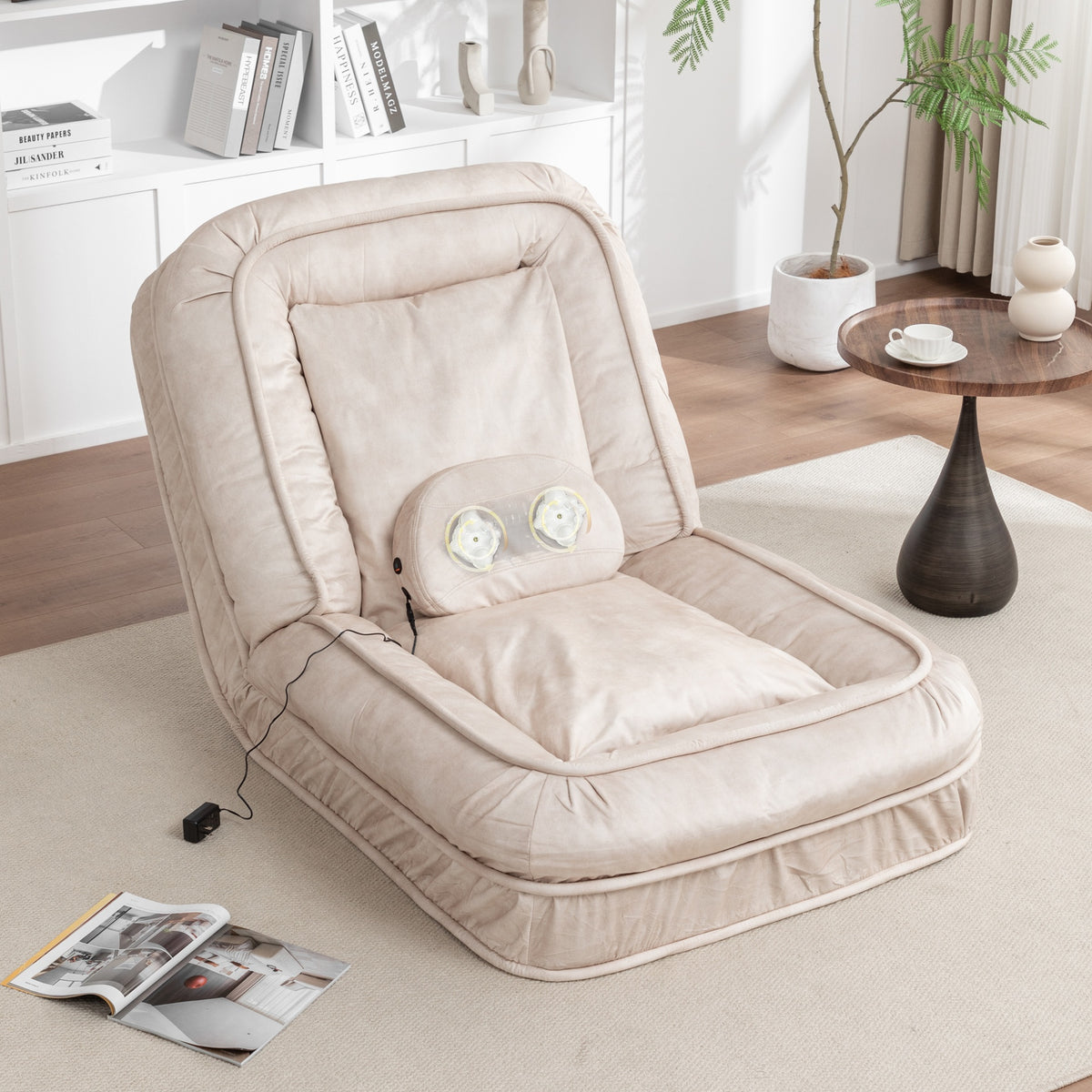 Upholstered Human Dog Bed for Adult & Pets,with 5 Adjustable Position &Massage Pillow, Bean Bag floor sofa with 2 Soft Pillows