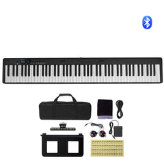 88 Key Folding Keyboard Piano Portable Foldable Piano Bluetooth MIDI Black
