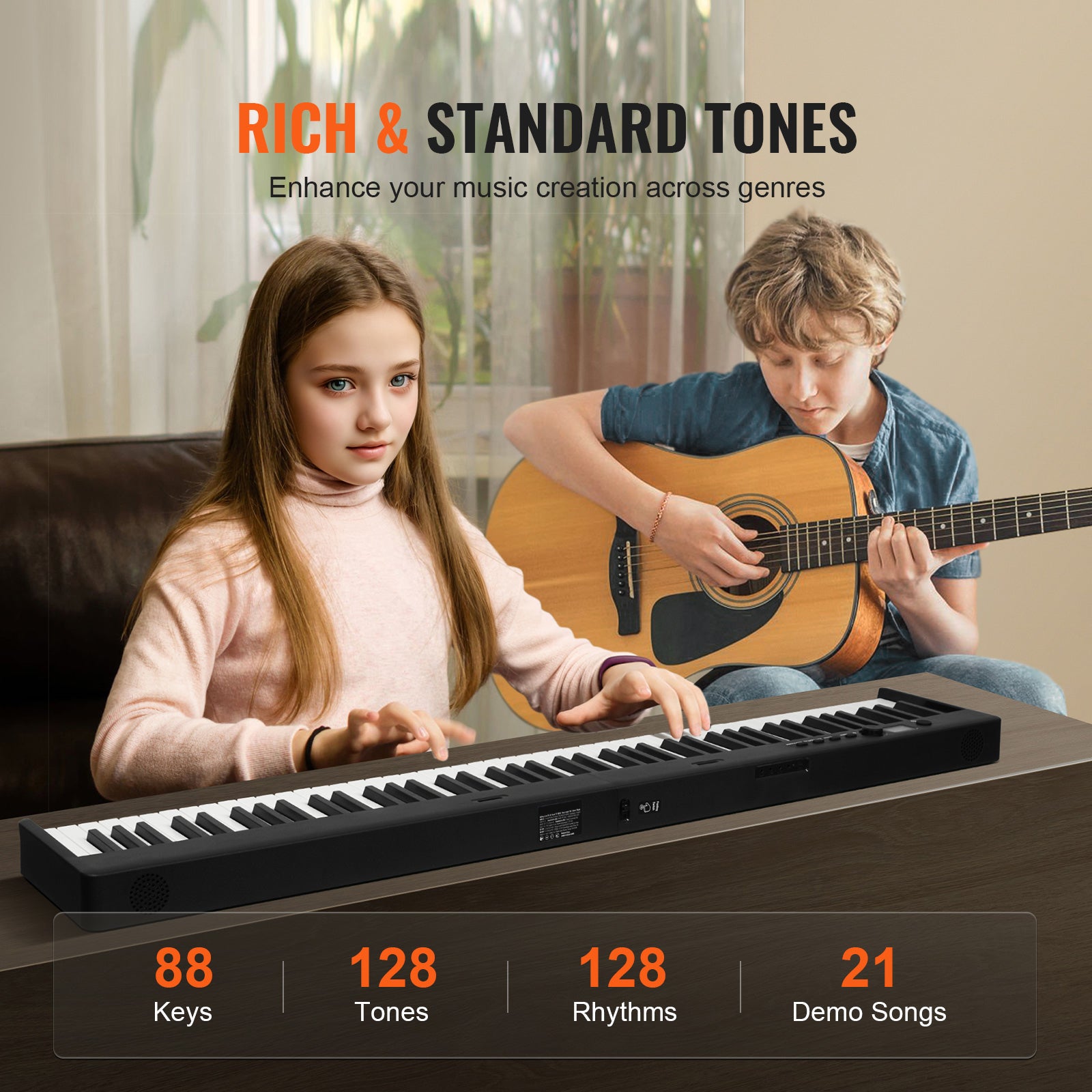 88 Key Folding Keyboard Piano Portable Foldable Piano Bluetooth MIDI Black