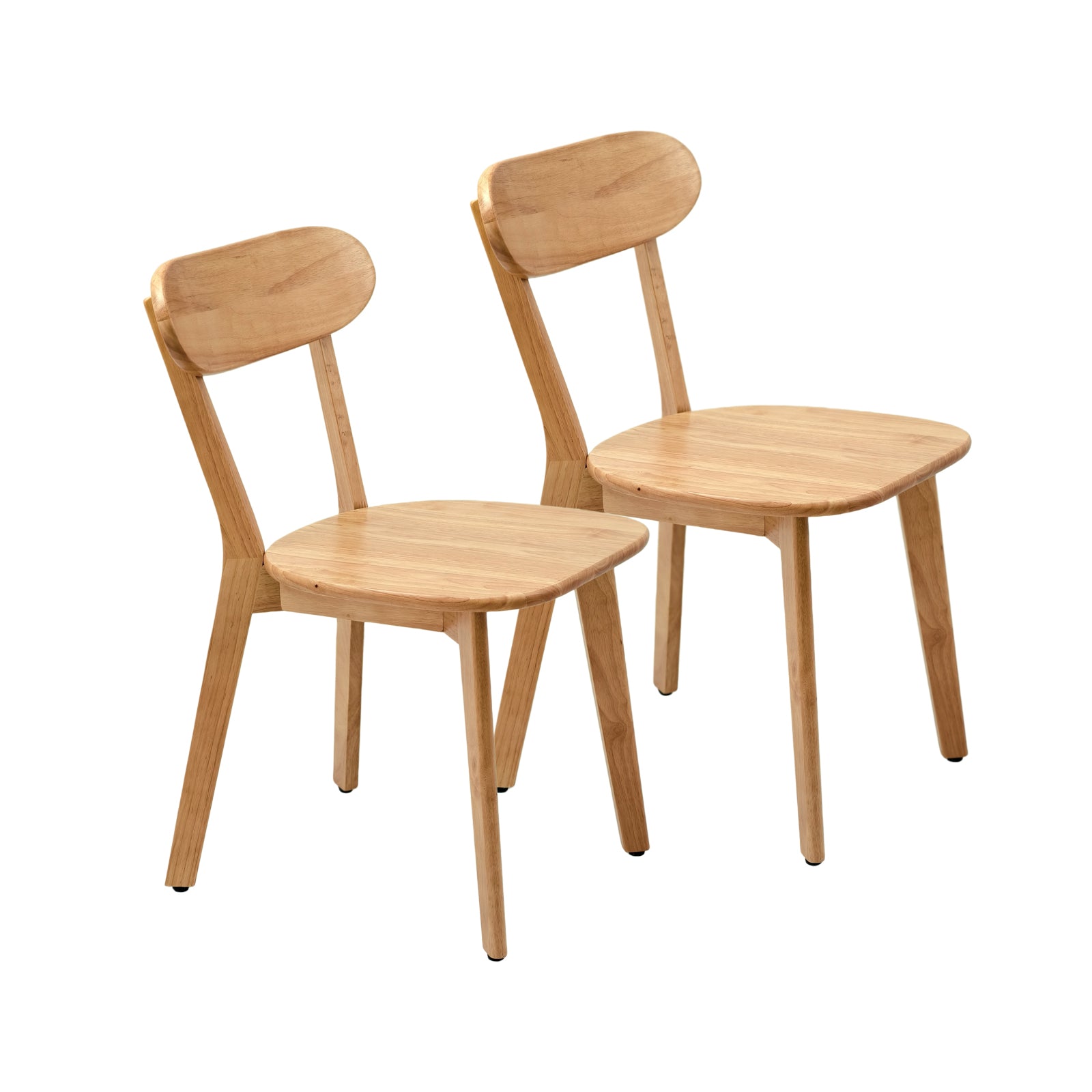 100% Solid Wood Dining Chairs Set of 2, Mid Century Modern Dining Chairs with Curved Backrest, Kitchen Chair with Adjustable Foot Pads for Dining Room, Kitchen, Living Room, Study, Natural Wood Color