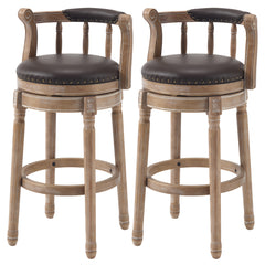 Cow top Leather Wooden Bar Stools, 360 Degree Swivel Bar Chair with Backs,Bar height Couner Height Barstools  for Home Kitchen Dining Room and Bar Room(Coffee 1pc)