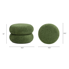 Nest 19.5" Low Round Upholstered Ottoman, Moss Green
